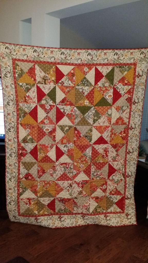 Hourglass quilt finished front